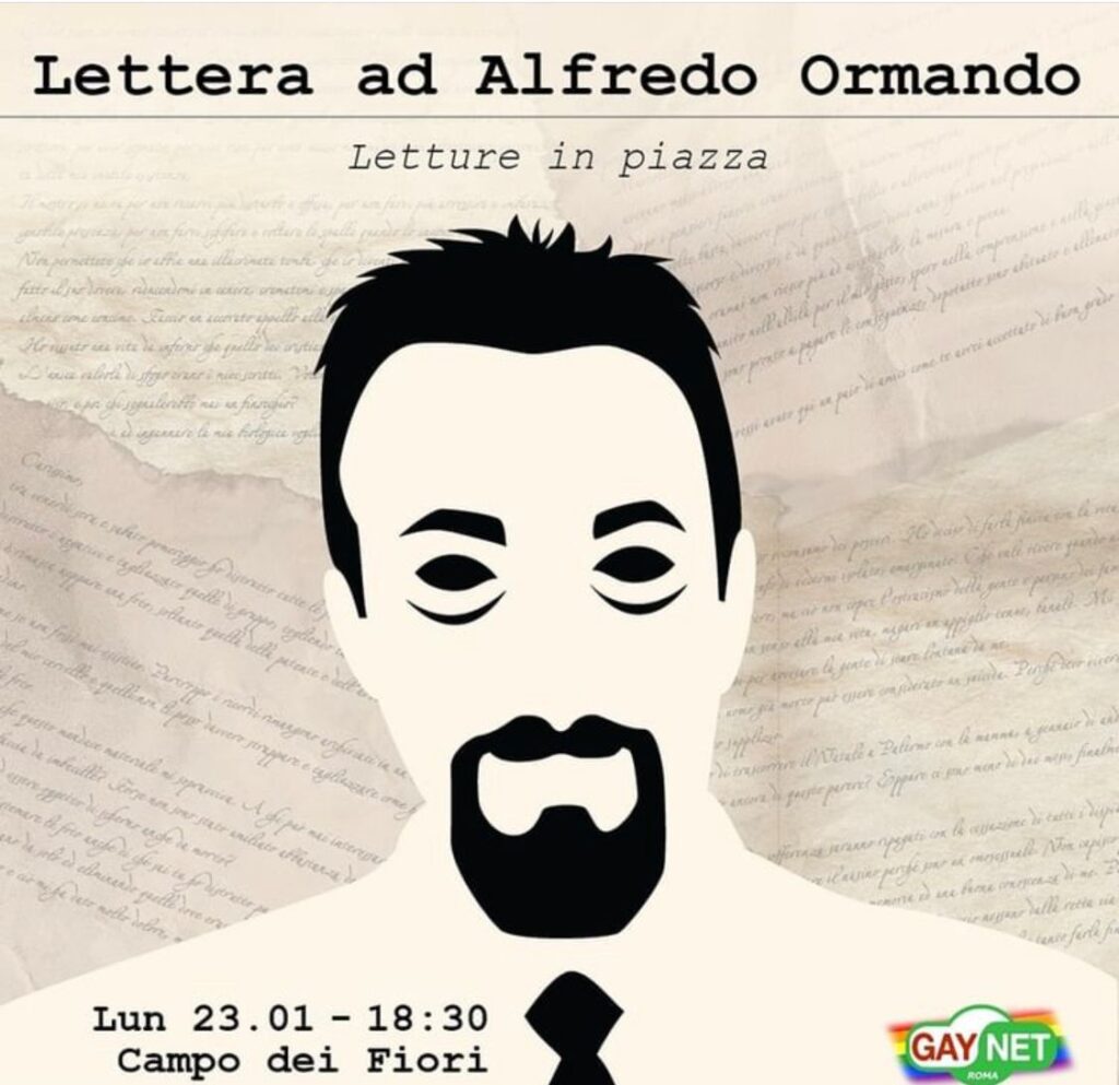 RICORDARE ALFREDO ORMANDO: LUNEDI’ 23 GENNAIO ALLE 18.30 LETTURE IN PIAZZA CAMPO DE’ FIORI, ROMA